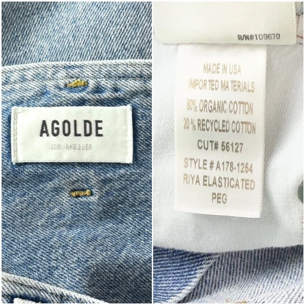 AGOLDE 90s High Rise Belted Paperbag Waist Organic Cotton Denim Tapered Jeans 28